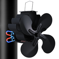 Magnetic Log Burner Fan 4 Blade  Stove Fan Wood Burning Heat Powered Fireplace Burner, Fan Flue Pipe Stove Fan