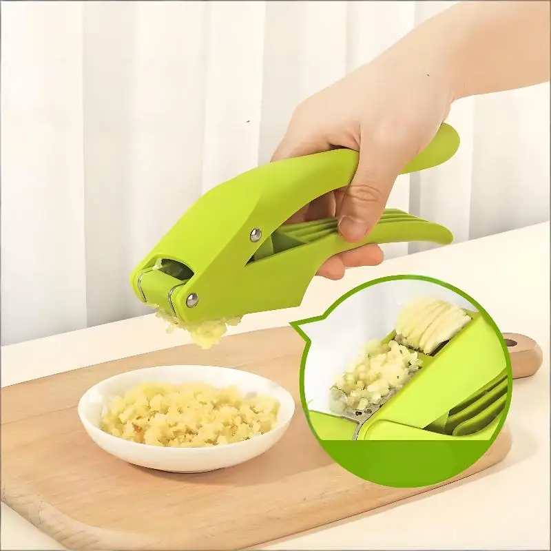 2-in-1 Multifunctional Garlic Press For Pressing Mash Garlic And Sliced Garlic Vegetable Squeezer For Home Cooking Masher Tool