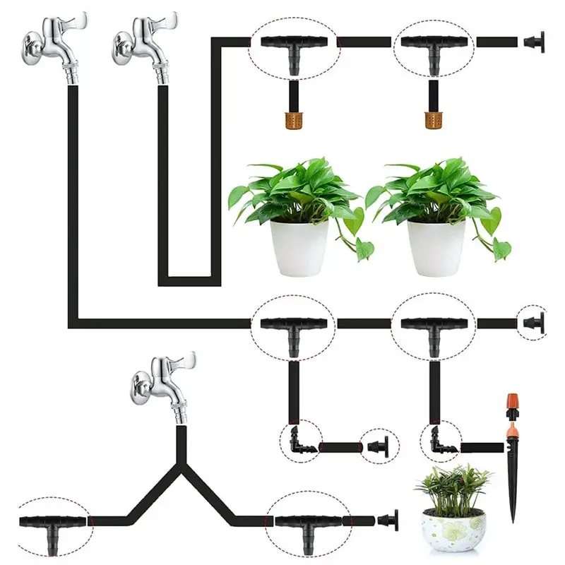 A89X Drip Irrigation Barbed Connectors Kit Barbed Connectors Irrigation Fittings for Vegetable Garden Lawn Flower Pot