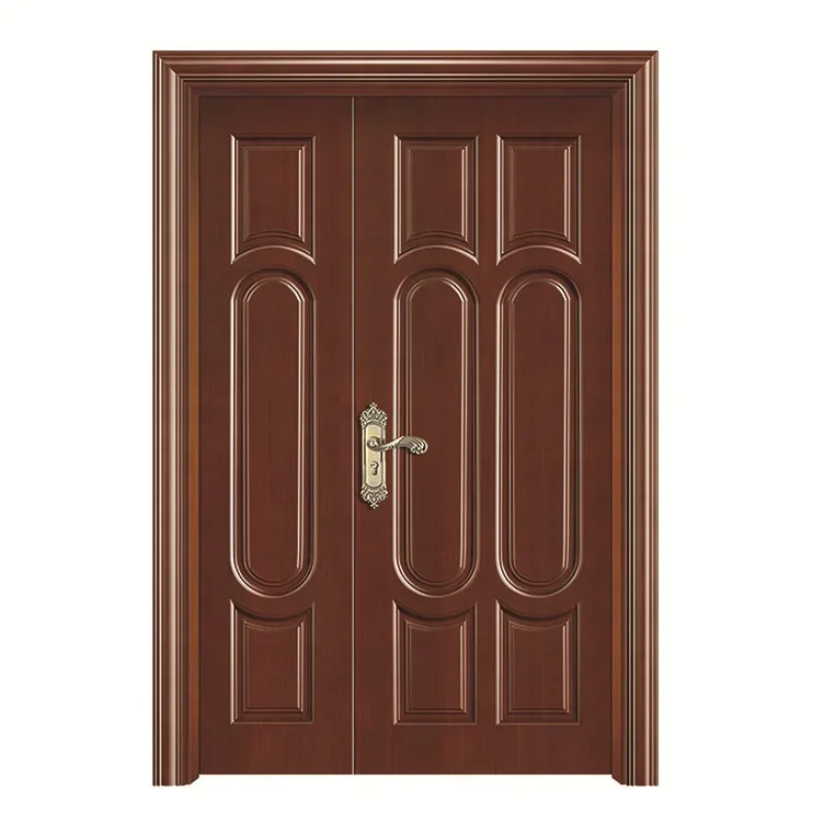&R*Good Quality Modern Unequal Double Door External Double Entry Front Leaf For House Exterior Door Doors For Houses