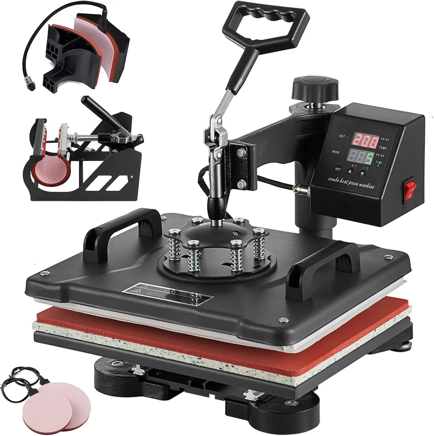 5 in 1 Heat Press Machine, 12x15 inch Swing Away Heat Press for Sublimation, T Shirt Pressing Machine Multifunction, Heat