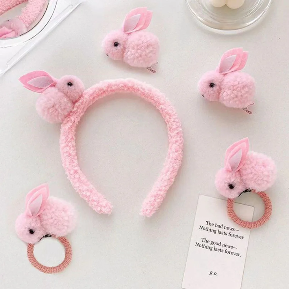 

Hair Accessories Set Super Cute Pink Bunny Lamb Hair Hoops Stereoscopic Girl High Elastic Non-destructive Headband Headdress