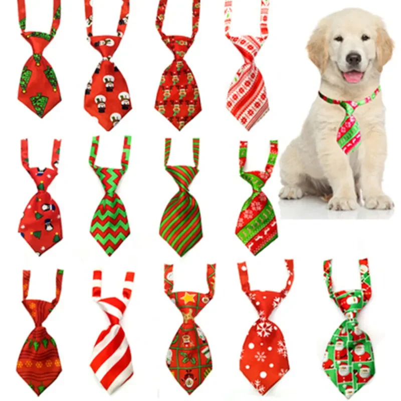 50pcs Christmas Pet Products Dog Bows Cat Dog Pet Bow Tie Bandana for Holiday Small Dog Grooming Accessories Large Dog Supplies