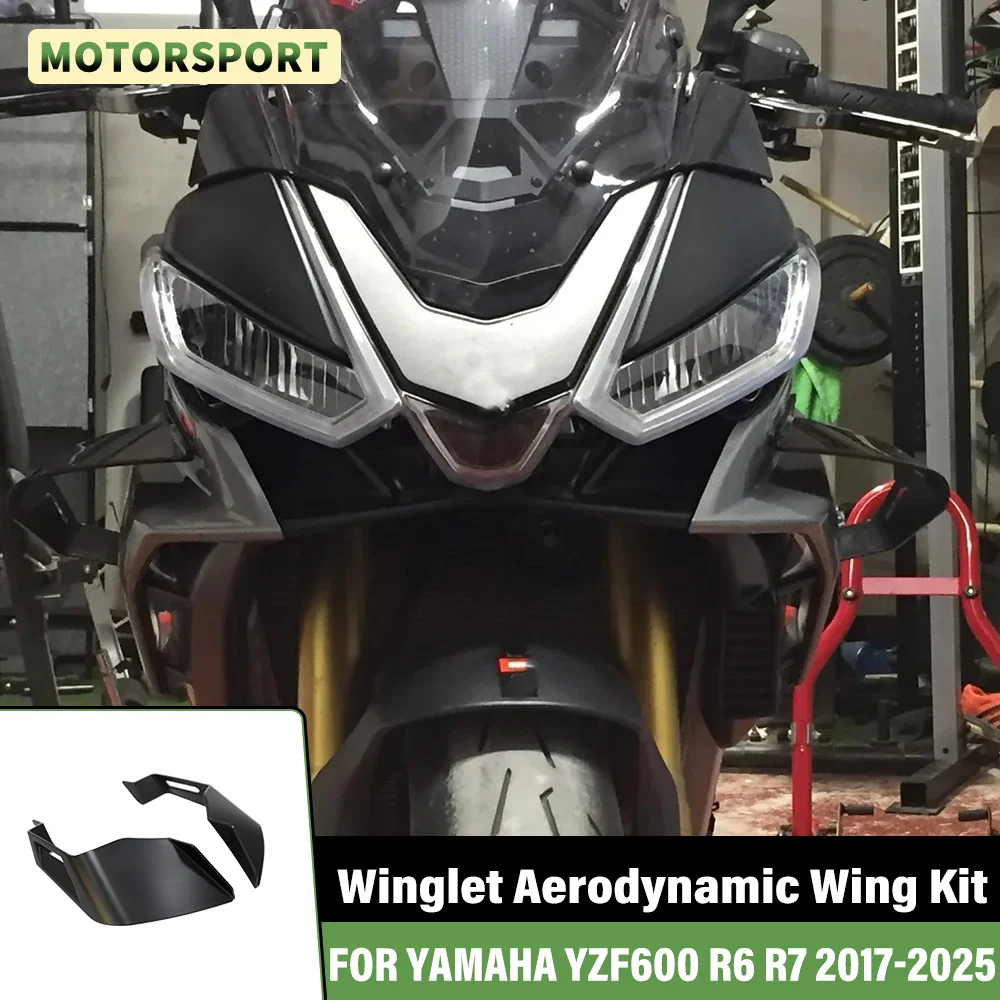 Motorcycle Universal Aerodynamic Wing Kit Fixed Winglet Fairing For Yamaha YZF600 R6 R7 2017 2018 2019 2020 2021 2022 2023 2024