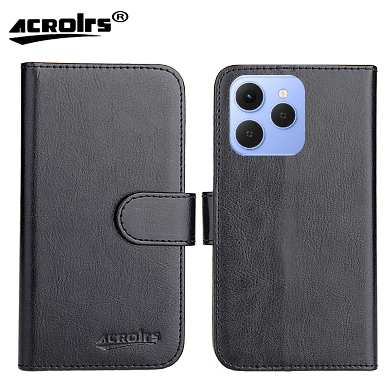 

For Tecno Spark 40 Case 6.67" 6 Colors Flip Luxury Fashion Retro Soft Leather Exclusive Phone Protective Crazy Horse Cover