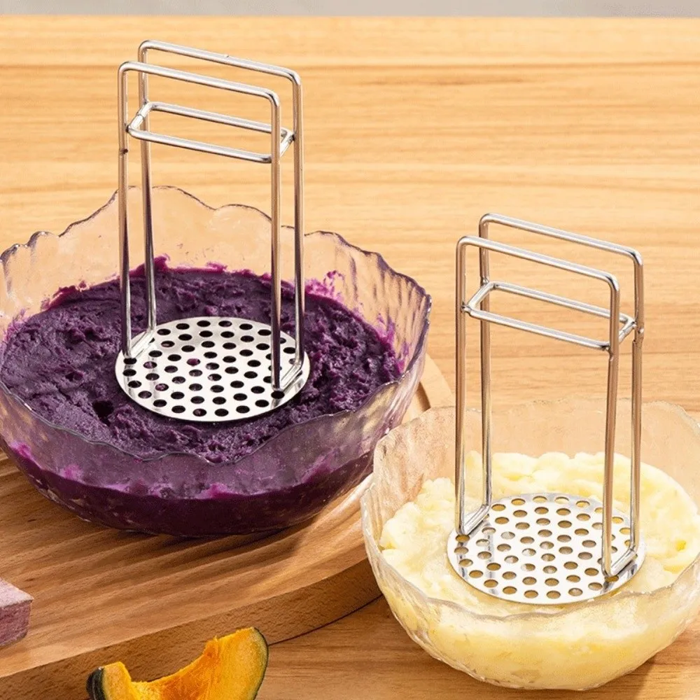 304 Stainless Steel Potato Masher Ergonomic Handle Dense Mesh Vegetable Masher Durable Easy To Clean Fruit Press Maker