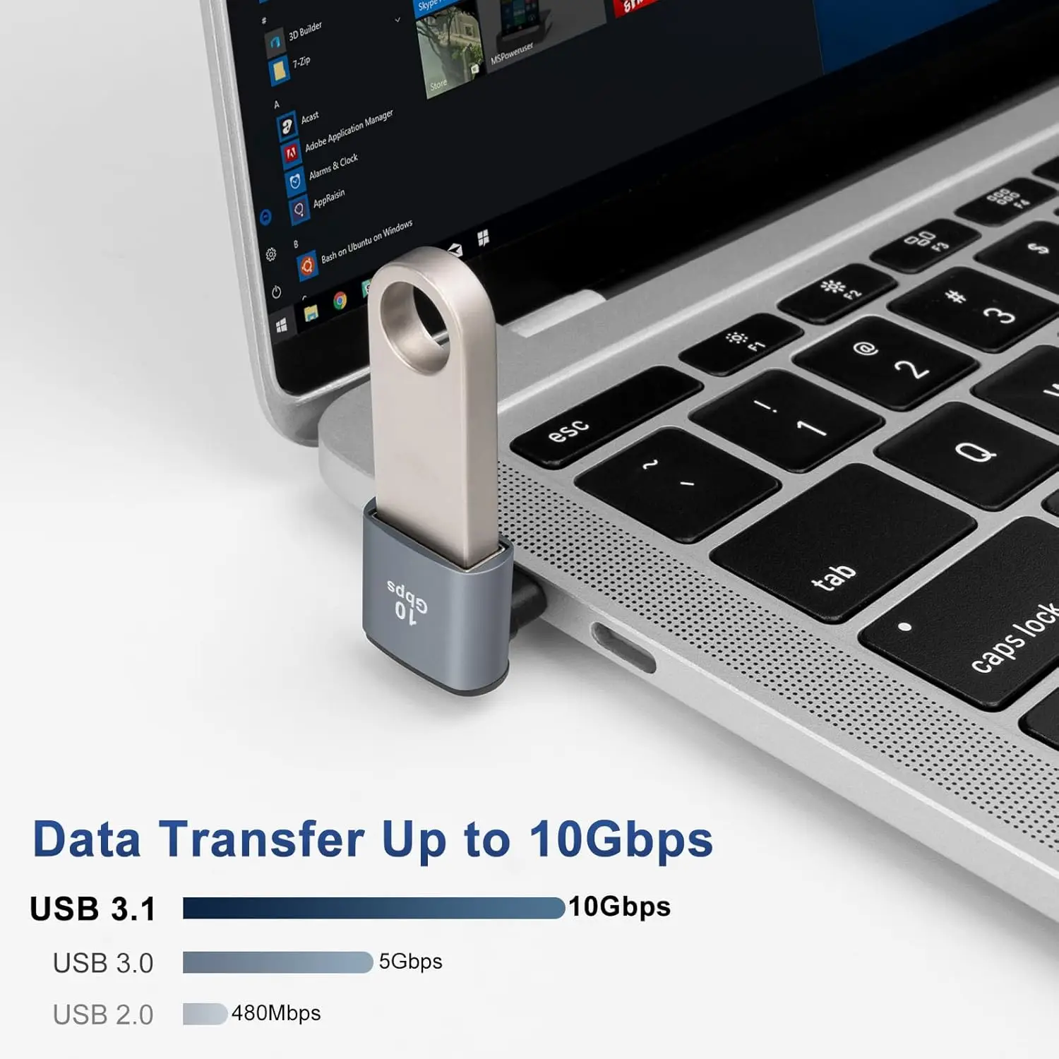 90-градусный адаптер USB C к USB 3.1 OTG, прямоугольный адаптер типа C к USB, передача данных 10 Гбит/с для смартфонов, планшетов, ноутбуков
