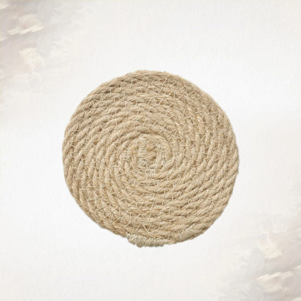 

4pcs Round Woven Coasters Braided Cotton Linen Placemats Hot Plate Mats Table Protection Home Kitchen Decor Gifts
