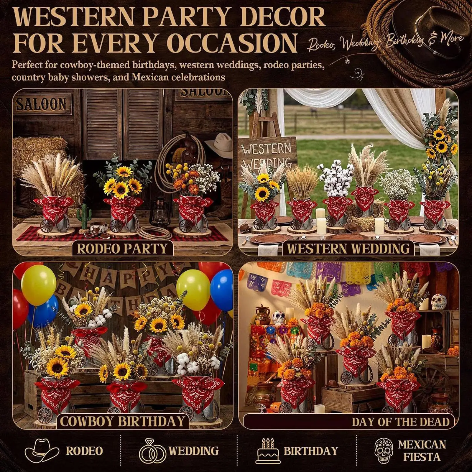 Cowboy Centerpieces for Tables - Wedding Supply Rentals ulasan dan harga