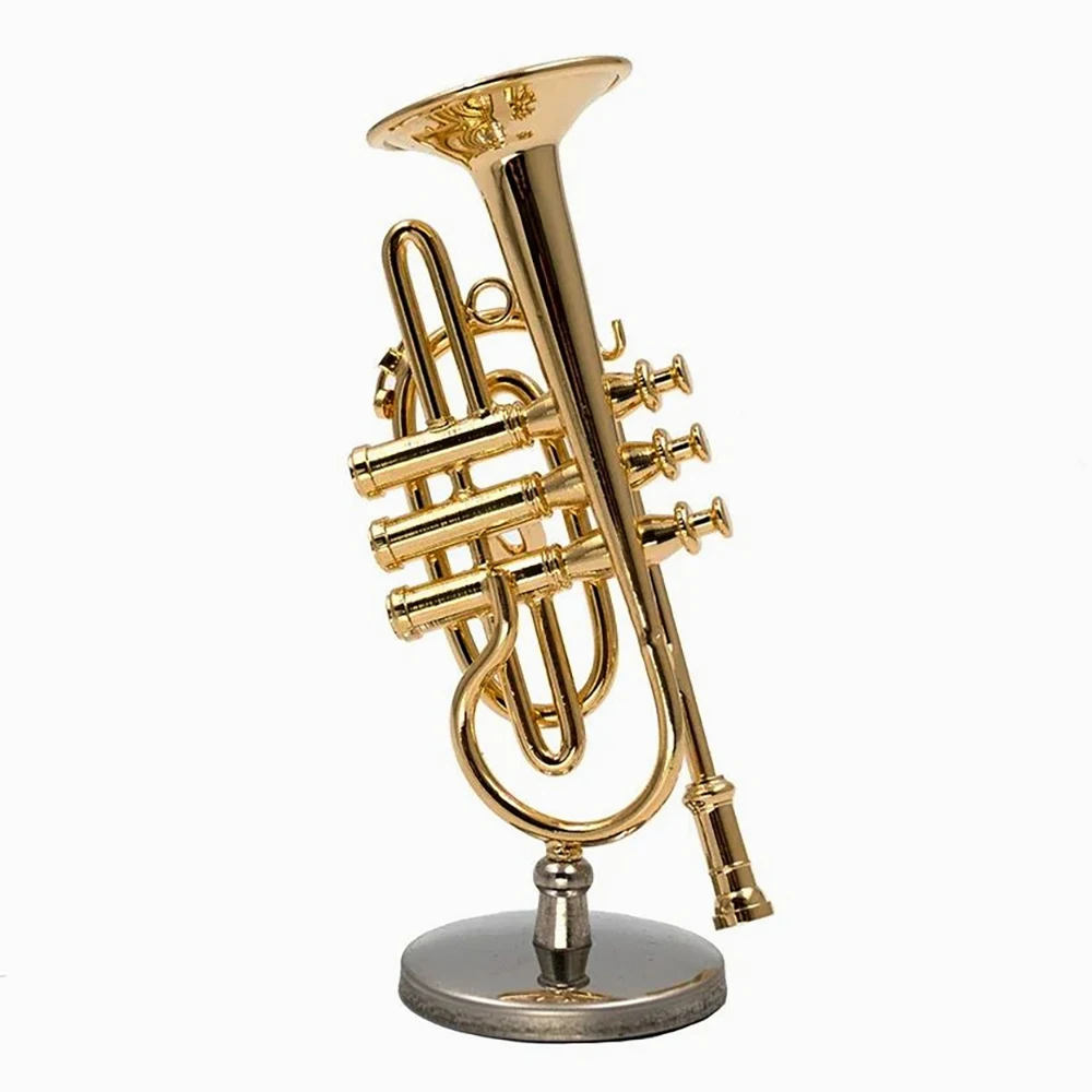 

Миниатюрная медная модель корнета, мини-музыкальные инструменты для аксессуаров для кукольного домика ob11 1/6, экшн-фигурка, украшение bjd