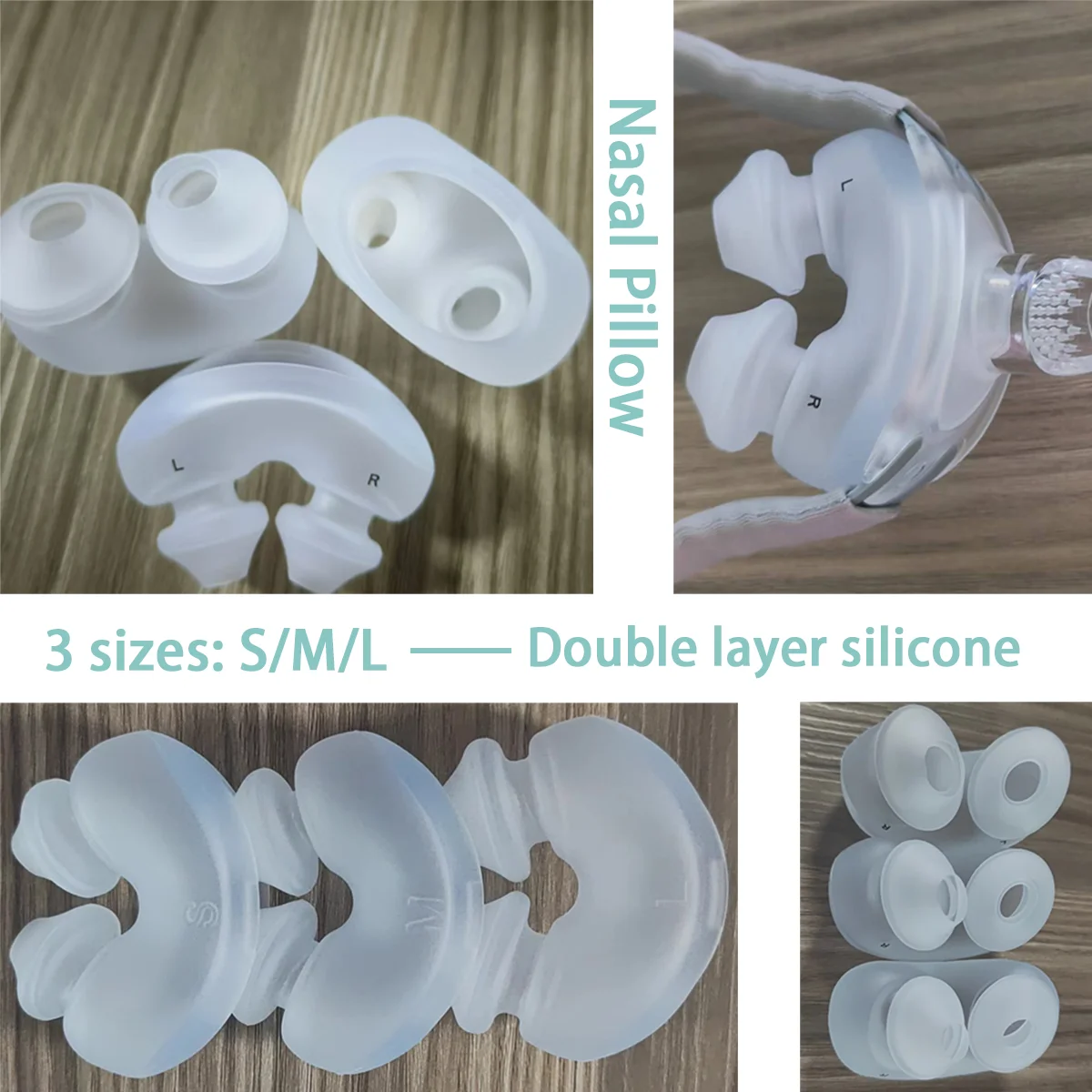 Set di cuscini nasali P10, morbido cuscino per il naso in doppio silicone, sigilla bene per un vestibilità comoda, forniture CPAP per evitare il