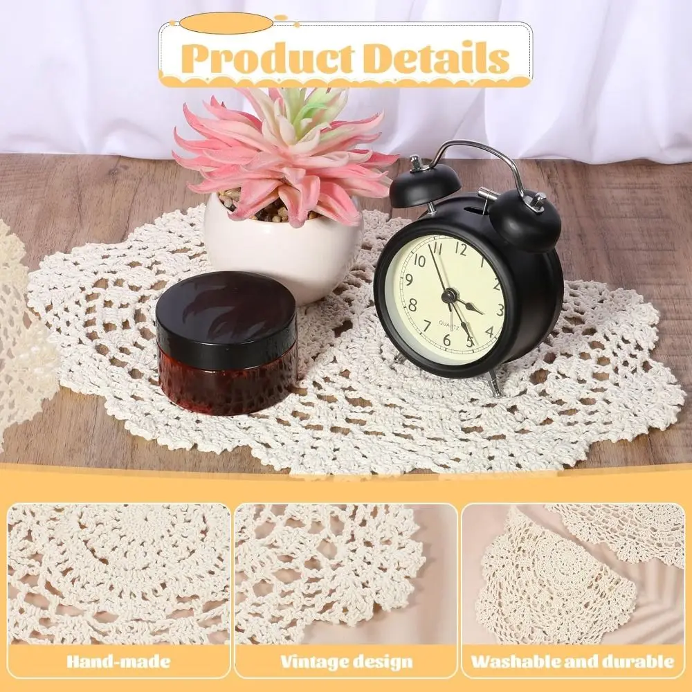 

New Vintage Crocheted Doilies Shabby Chic Handmade Table Mat Oval Tablecloth
