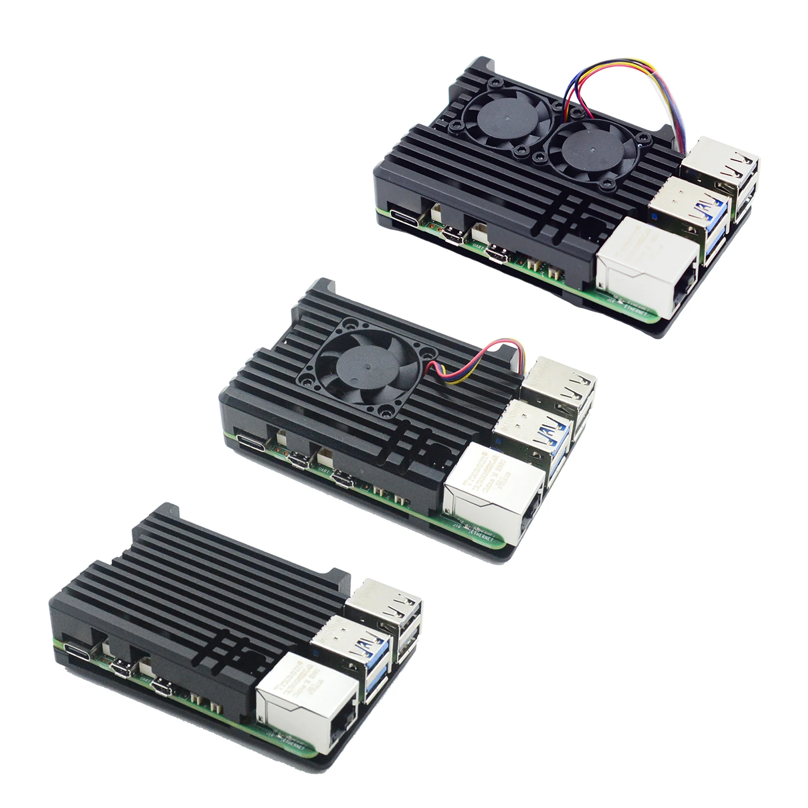 

Охлаждающая защитная коробка корпуса из алюминиевого сплава Raspberry Pi с вентилятором 1/2 ШИМ