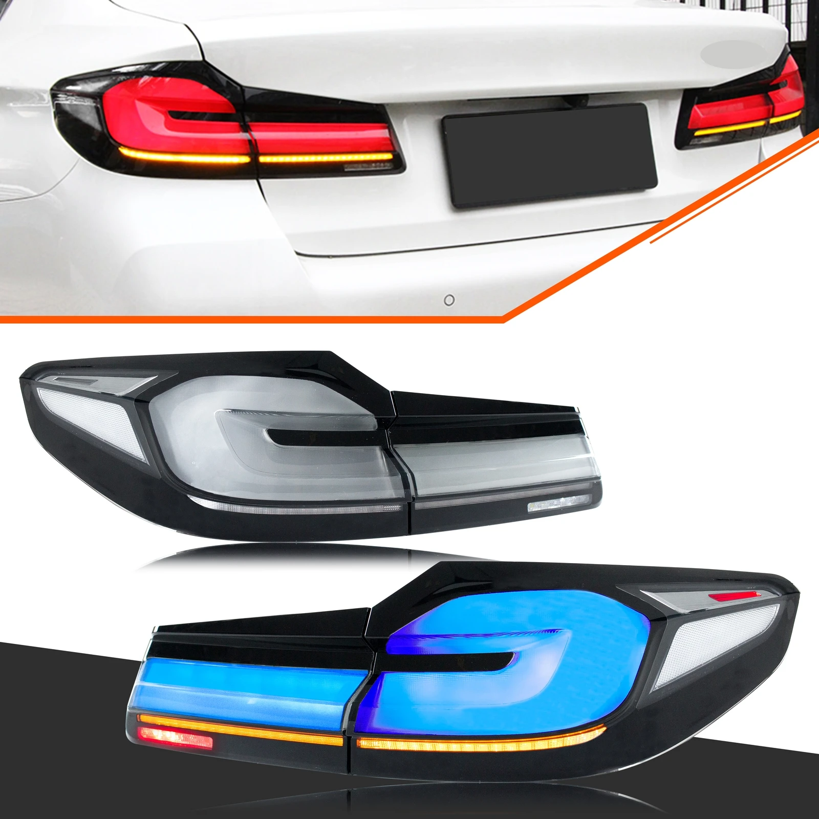 

LED Tail Lights for BMW 5-Series G30 F90 M5 5er 520i 530i 540i 2017-2020 Saloon Rear Lamps Assembly [Not Fit 2021-2023]