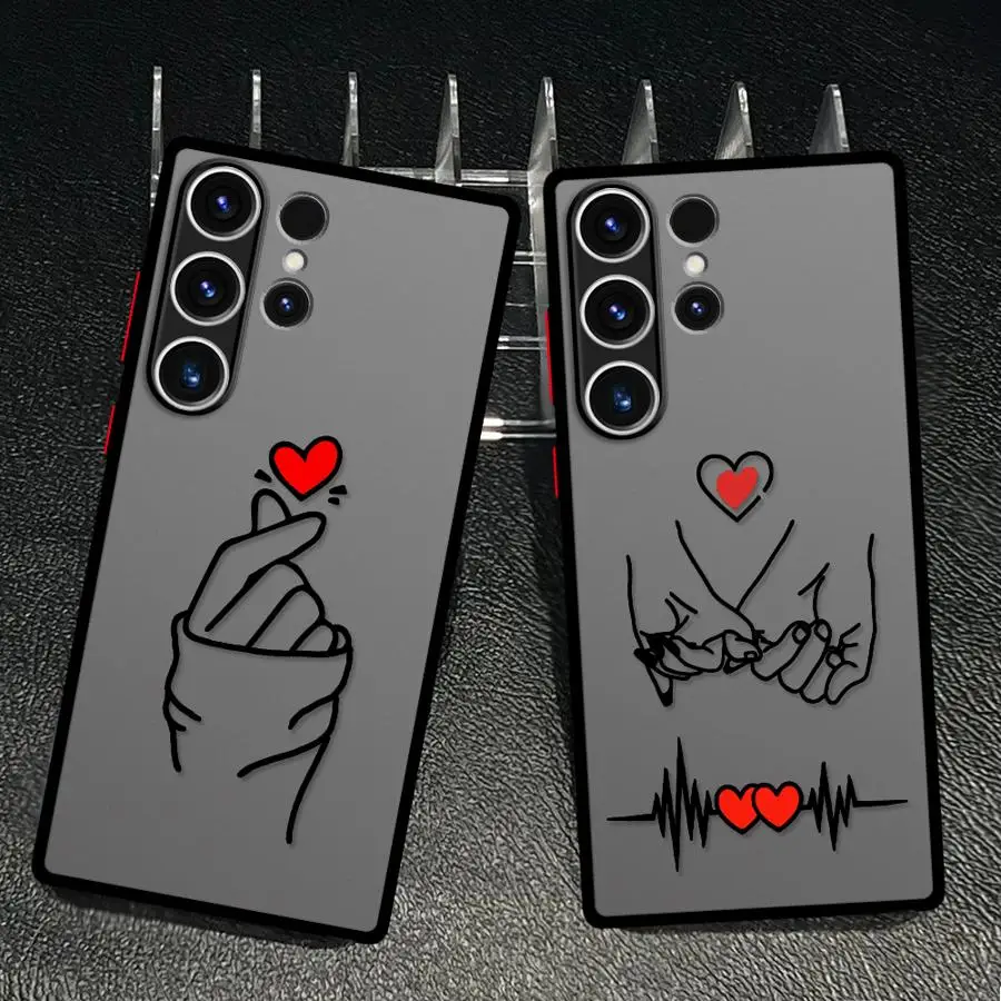 Case for Samsung Galaxy S26 S22 S21 S24 Plus S23 FE S25 Ultra S20 Note 20 10+ Funda Phone Cover Hand In Hand Love Lines