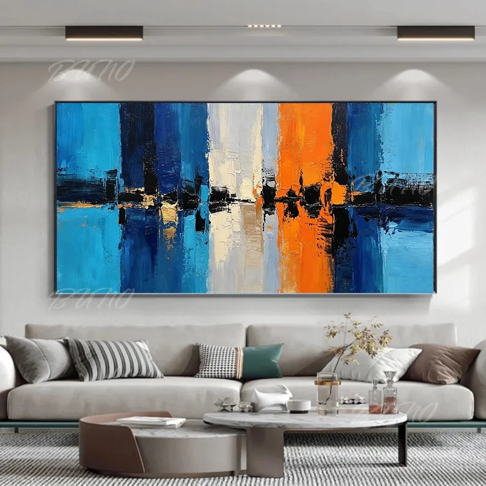 100% Hand Painted Original Abstract Oil Painting 3D Impasto Gold Coastal Seascape Wall Art For Home Living Room Bedroom Decor
