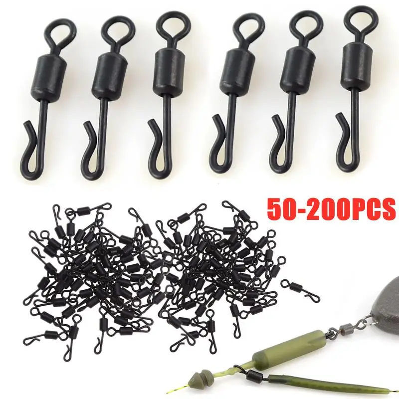 50/100/200pcs Bearing Swivel Fishing Connector Q-Shaped Quick Change Swivel Snap For Carp Fishing Terminal Tackle Accessories