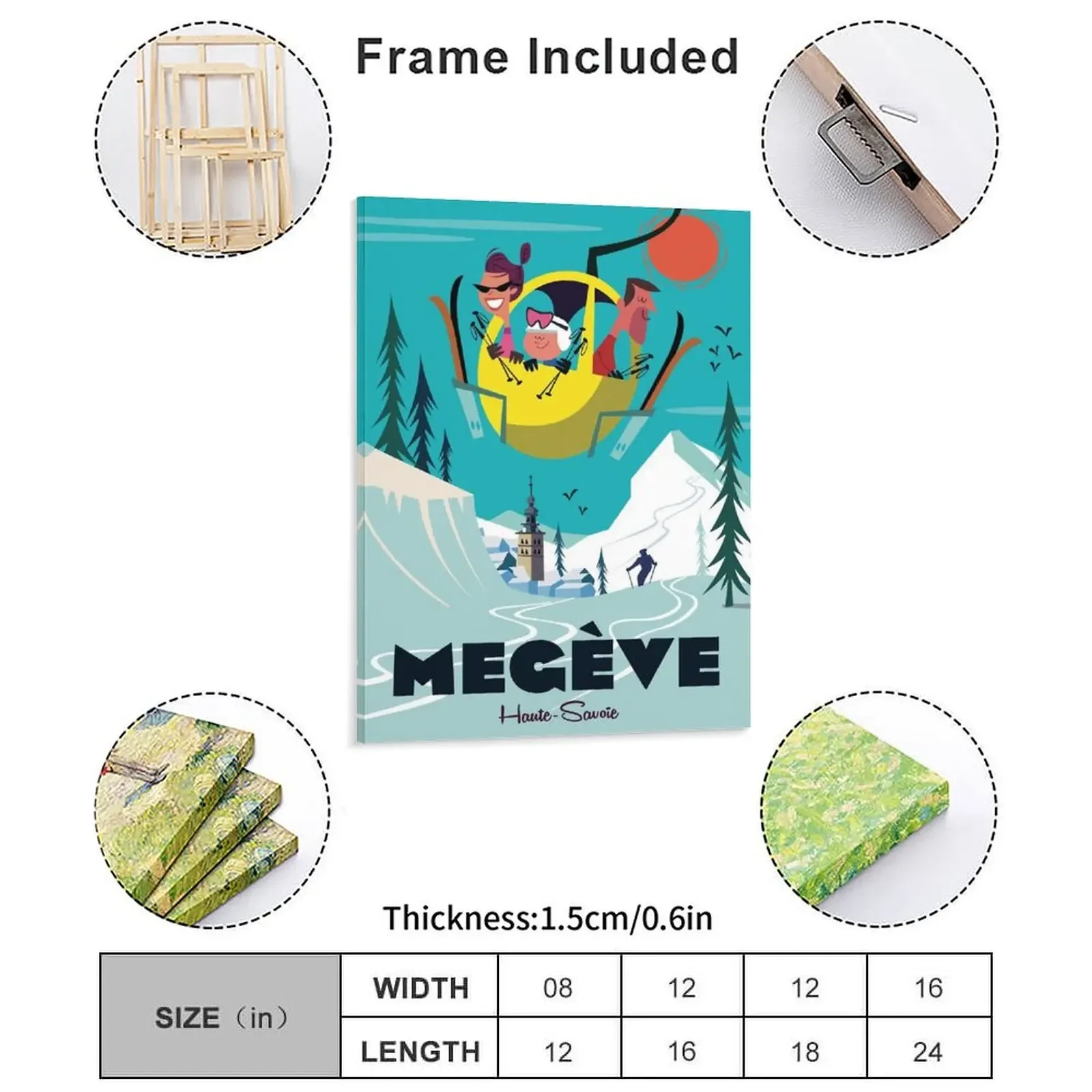 Megeve Ski Poster Poster Canvas Painting Poster Pub Plates Create Cave Printing Framed Wall Paintings