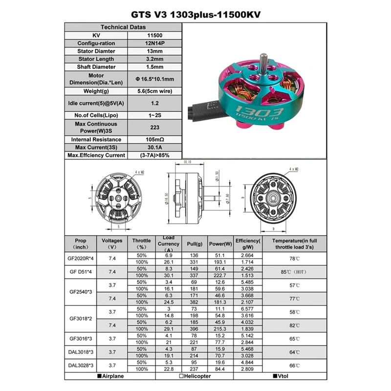 V3 1303 Plus Brushless Motor Drone Motor 8000KV For 2 Inch FPV Racing Drone Cinewhoop