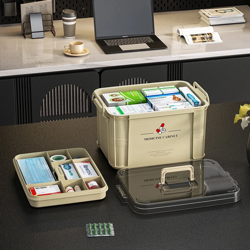 Grande capacidade Multi-layer Home First Aid Kit portátil Medicine Box, Small Medicine Storage Box, comumente usado