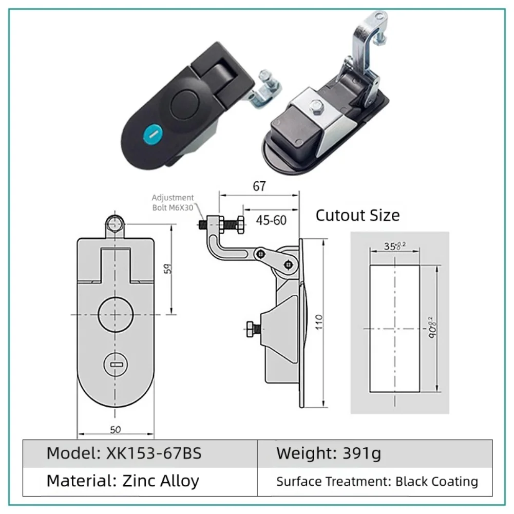

1PCS Cabinet Accessories RV Baggage Compartment Door Lock Push Button Bounce Locks With Two Keys For Trailers/campers/caravans