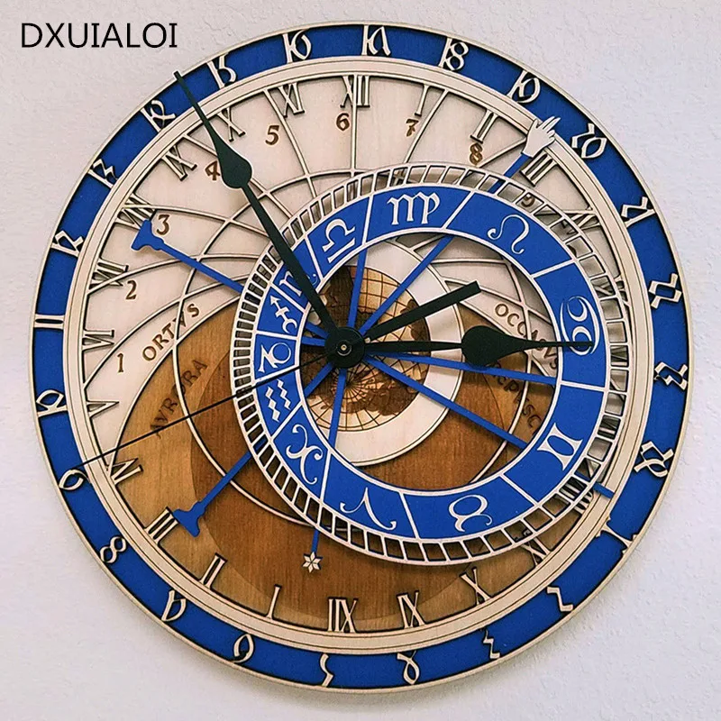 Prague Astronomical Clock Creative Living Room Wall Wall Clock Watch Quartz Clock 12 Constellation Big Wall Clock Art Clock Gift