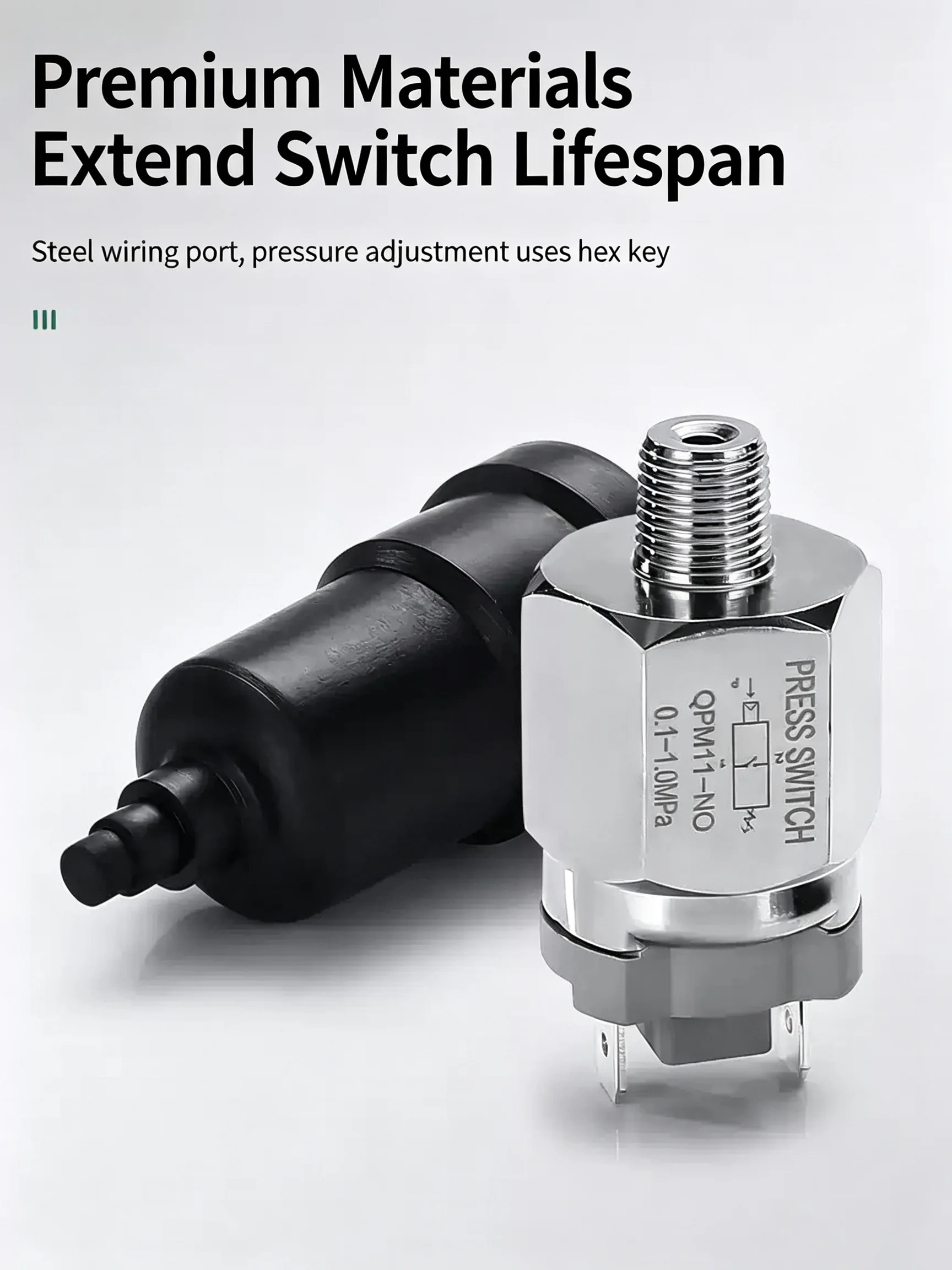 QPM Micro Adjustable Pneumatic Air Pressure Switch For Compressor Hydraulic Diaphragm Automatic Controller QPM11-NO-01 NC