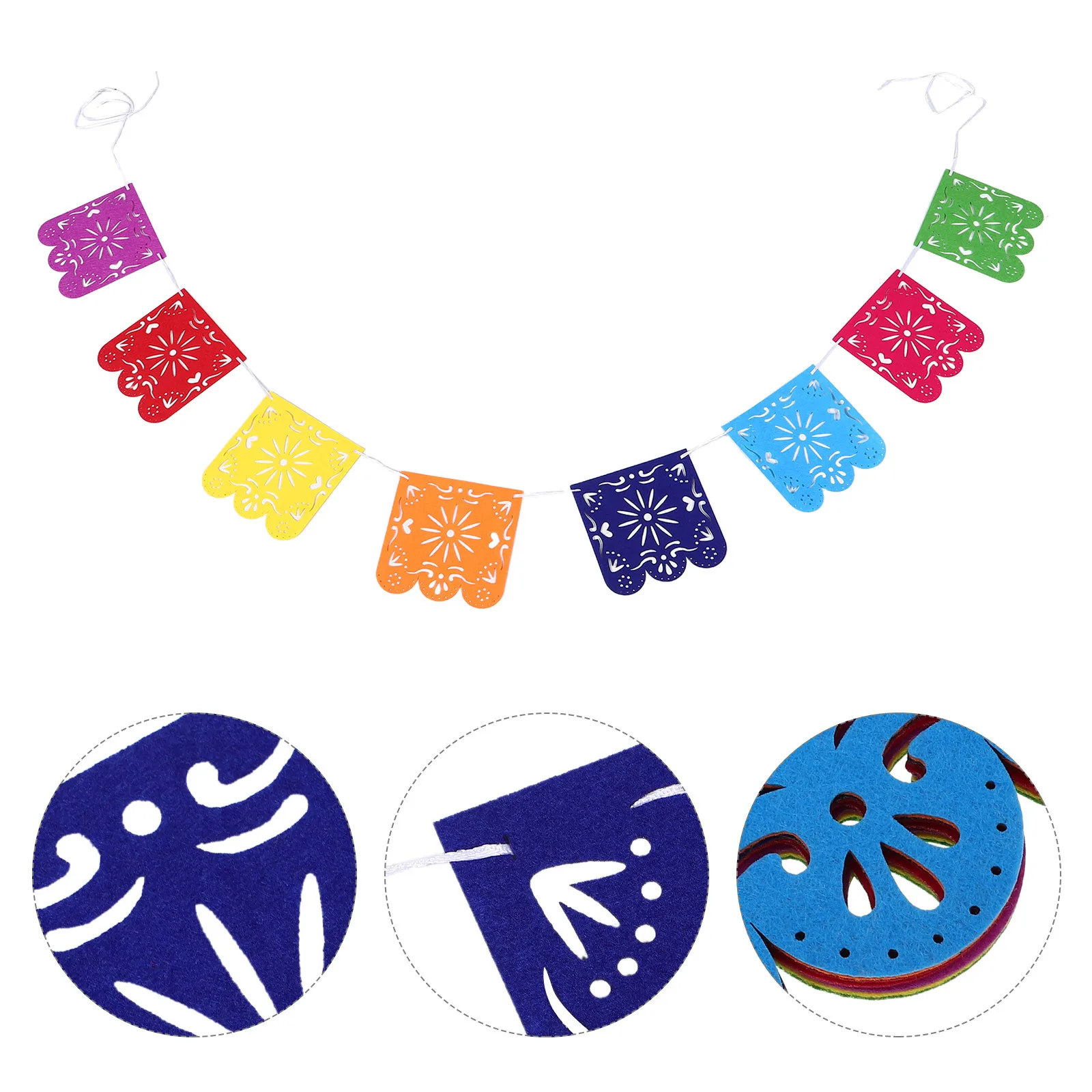 

Mexican Felt Garland Carnival Flags Colorful Party Banner Nonwoven Fabric Day of The Dead Decorations Birthday Wedding