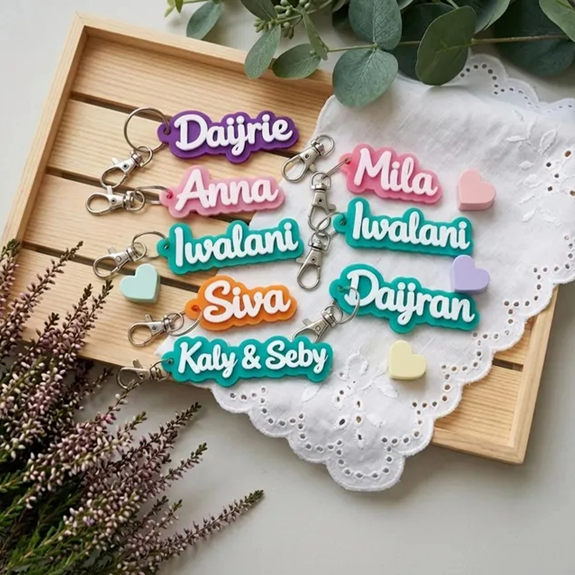 Custom Name Keychains, Personalized Acrylic Backpack Tag, Lunchbox ID, Diaper Bag Charm, Retro Font, Durable Gift Idea