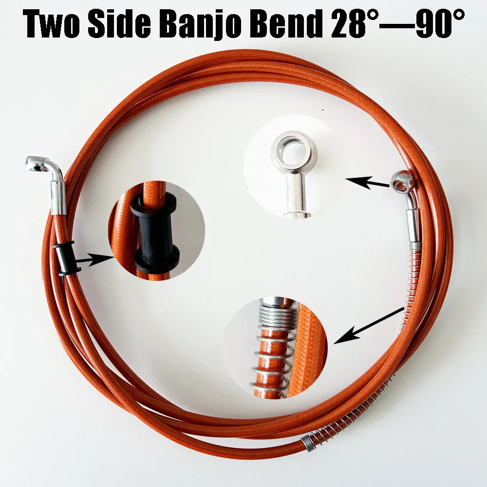 10~500cm M10 Banjo 28-90 degree Motorcycle Hydraulic Brake Hose Tube Line Cable Pipe Line Steel Mesh Braided Oil Hose