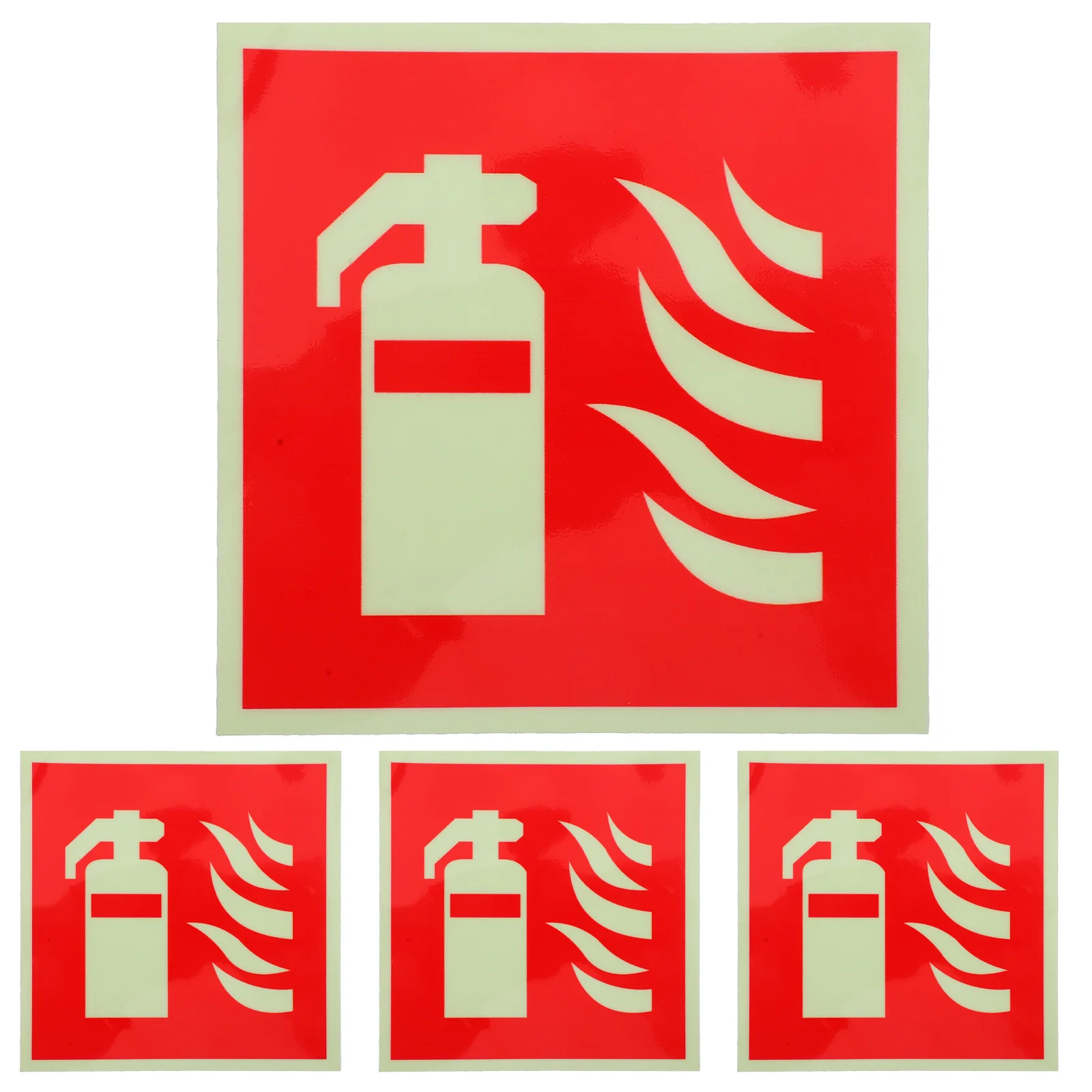 4 pcs Fire Safety Sign Sticker Glow In The Adhesive Decal For Office Restaurant Retail Store Indoor Outdoor Warning
