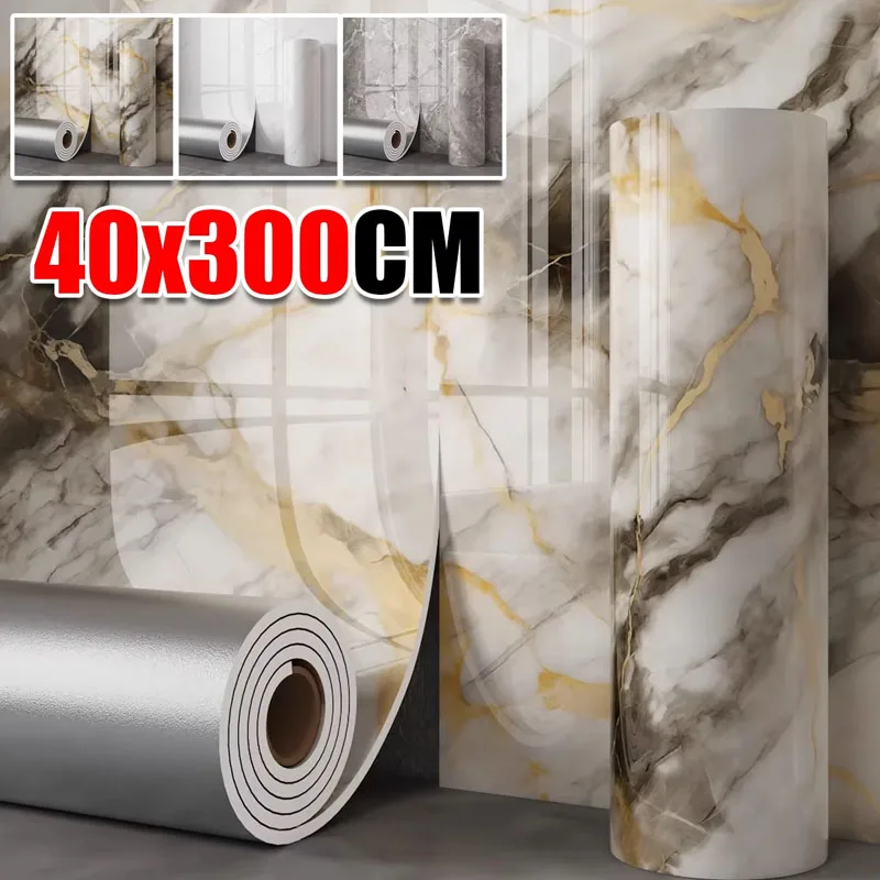 Peel and Stick Marble Effect Wallpaper Waterproof Gilded Material for Home Interior Upgrade and Kitchen TV Wall Decoration