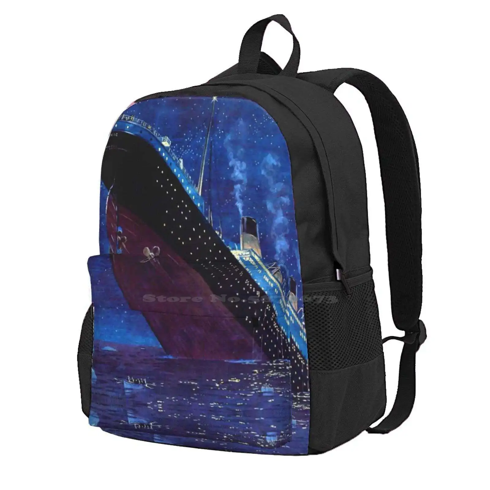 Titanic Sinking Hot Sale Schoolbag Backpack Fashion Bags History Sinking Titanic Ship Wreck White