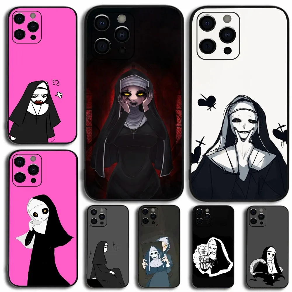 The N-Nun Valak Horror Phone Case For Apple iPhone 15,14,13,12,11,Pro,X,XS,Max,XR,Plus,Mini Soft Black Cover