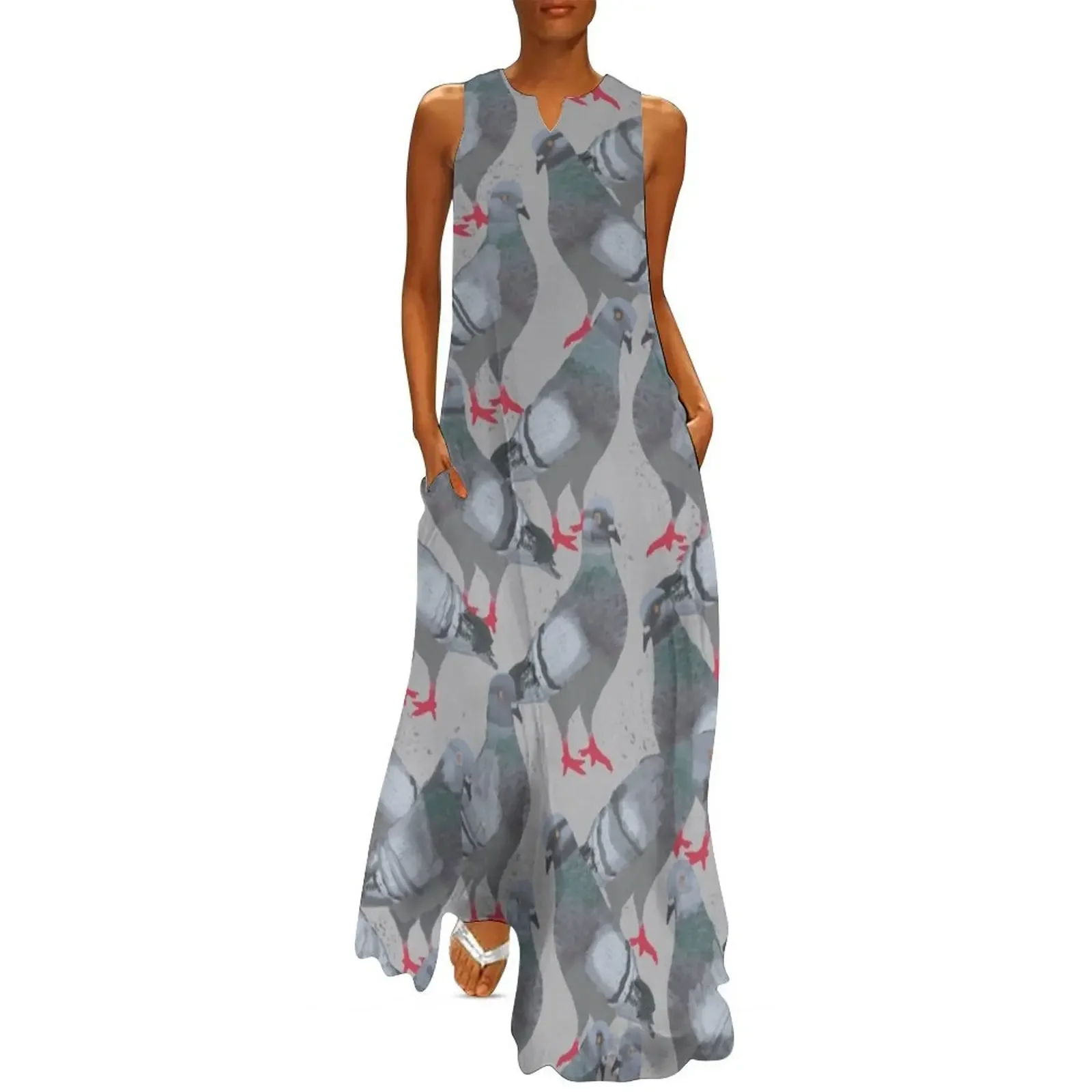 

Pigeons on a City Sidewalk Long Dress womens clothing Summer skirt Dress