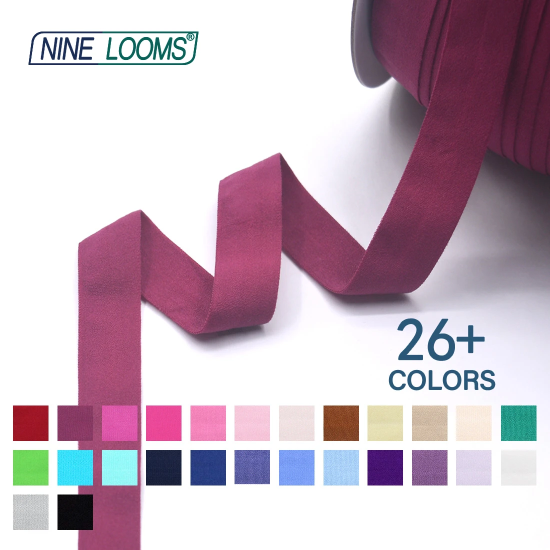 Neun Webstühle matt faltbar elastisch Feind 3/4 "20mm solide nicht glänzende Spandex Band Unterwäsche Dessous Näh besatz 50 Yard von Spule – Detail 2