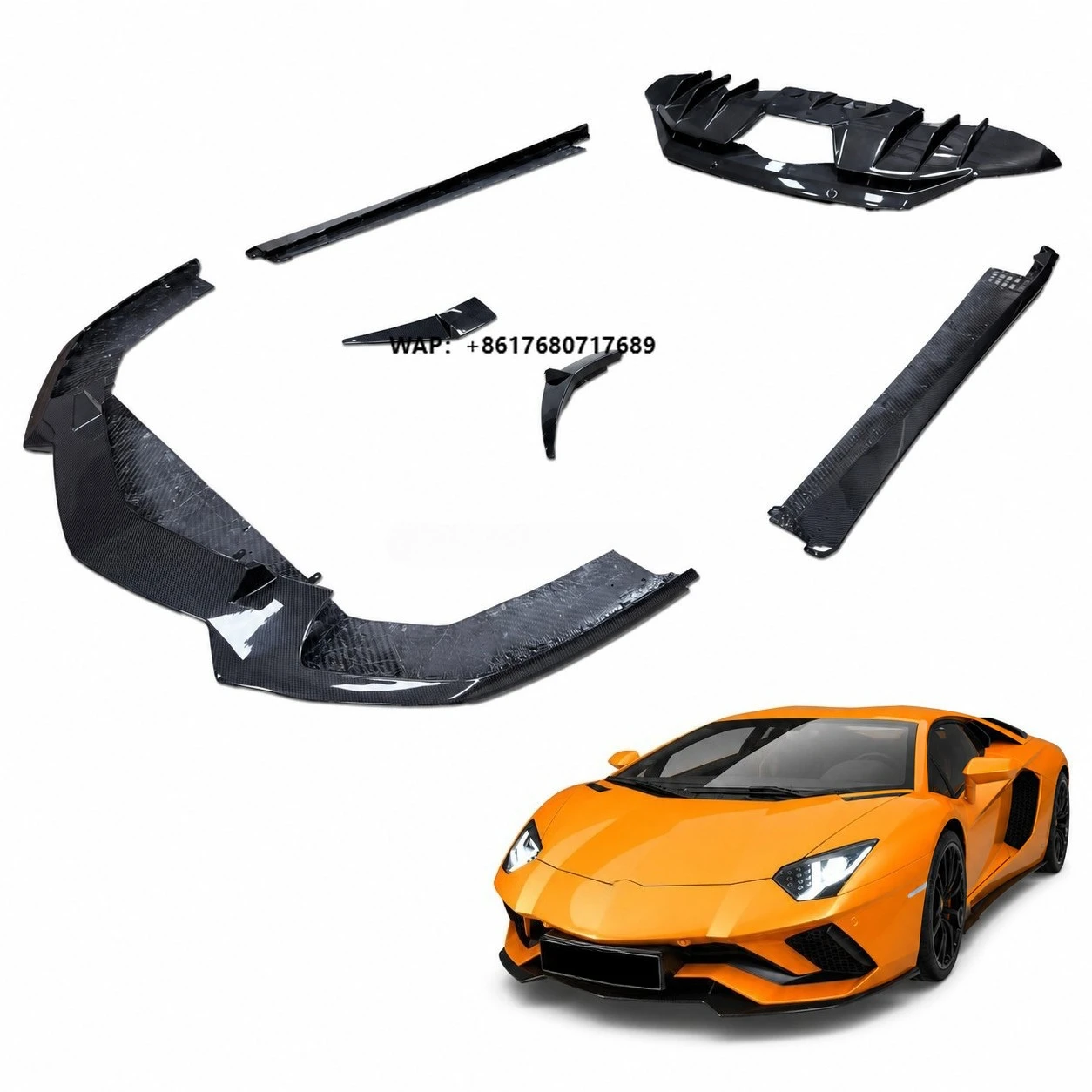 For Aventador LP740 OEM Style Dry Carbon Fiber Body Kit Front Lip Side Skirts Rear Diffuser Upgrade Parts