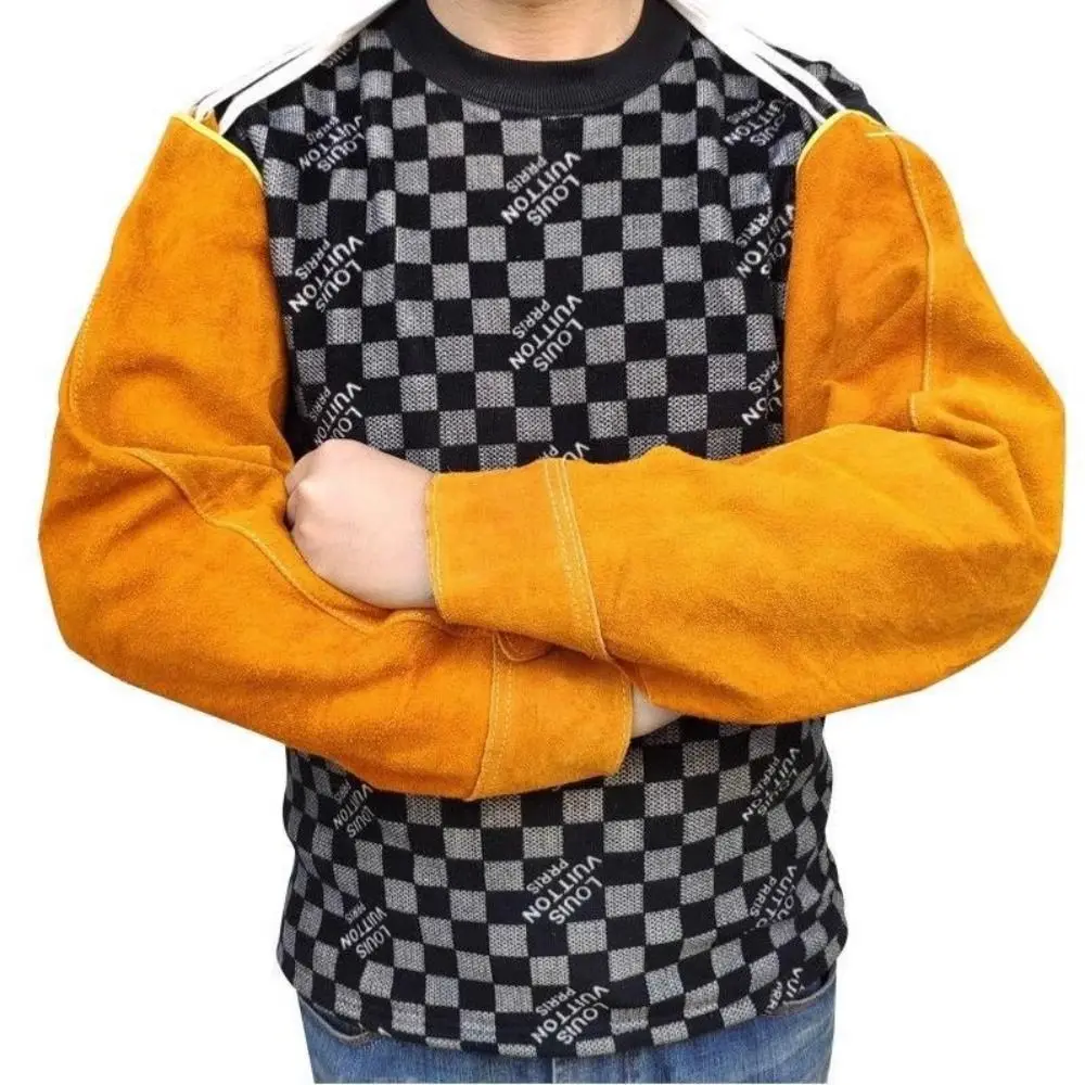 

Non-stick Liner Leather Welding Work Sleeves Arm Protection Cowhide Leather Welding Arm Sleeve Wear-resistant Anti-scalding