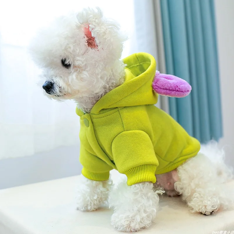 1PC Pet Clothes Cat Autumn/Winter Thickened Little Monster Green Coat Hooded Suitable for Small and Medium Dogs