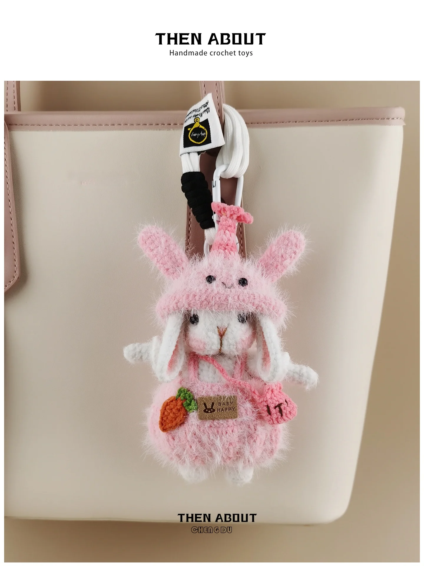 Small Size Sugar Rabbit Doll Bag Charm Backpack Pendant Keychain Gift Chinese Zodiac Rabbit Design Fashionable Accessory