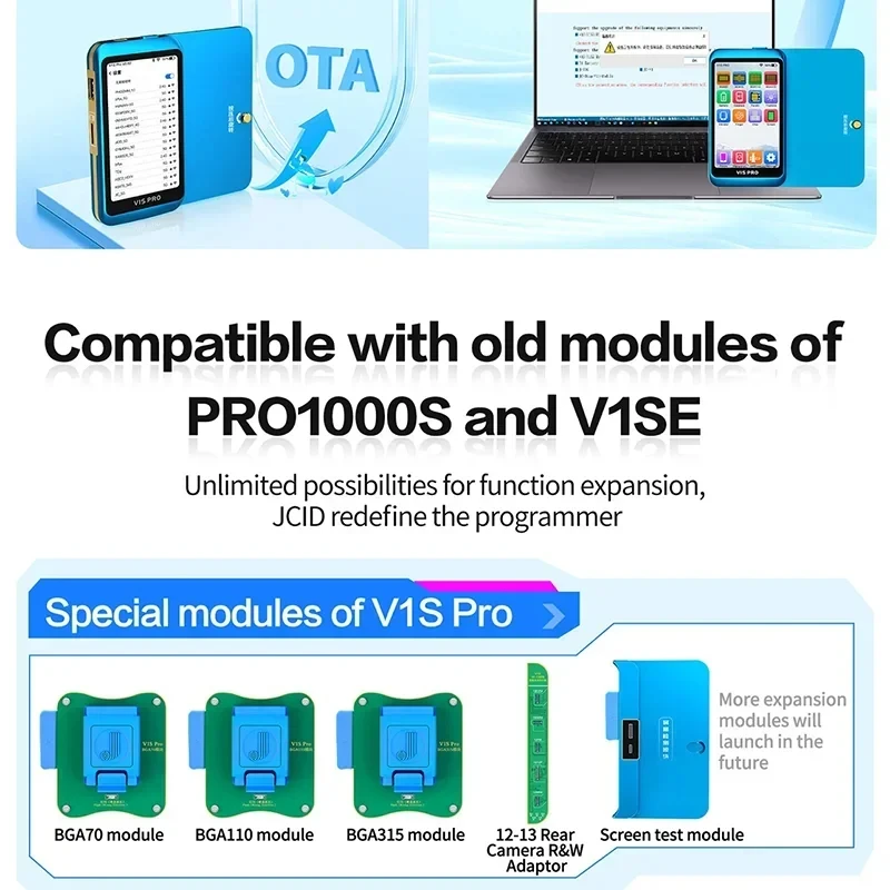 JCID V1S Pro Programmer Compatible with PRO1000S/V1SE BGA70/110/315 Module NAND Read/Write Battery Dot Matrix Projector Repair