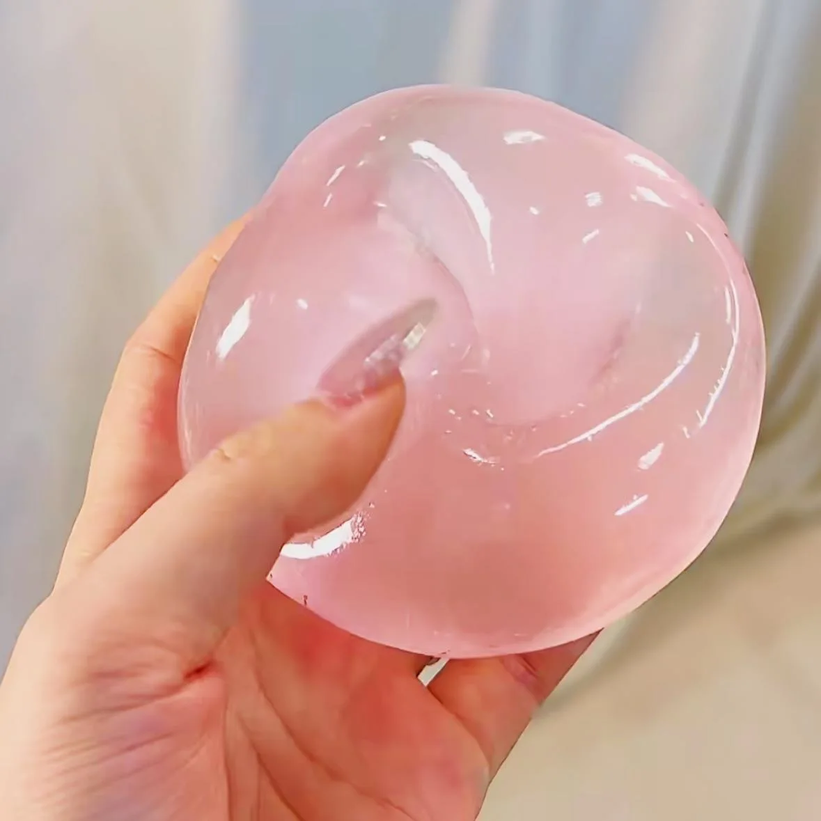 

Maltose Squishy Toy Cute Mochi Anti Stress Fidget Toy Soft Simulated Bule/Pink Transparent Ball Quick-rebound Decompression Toy