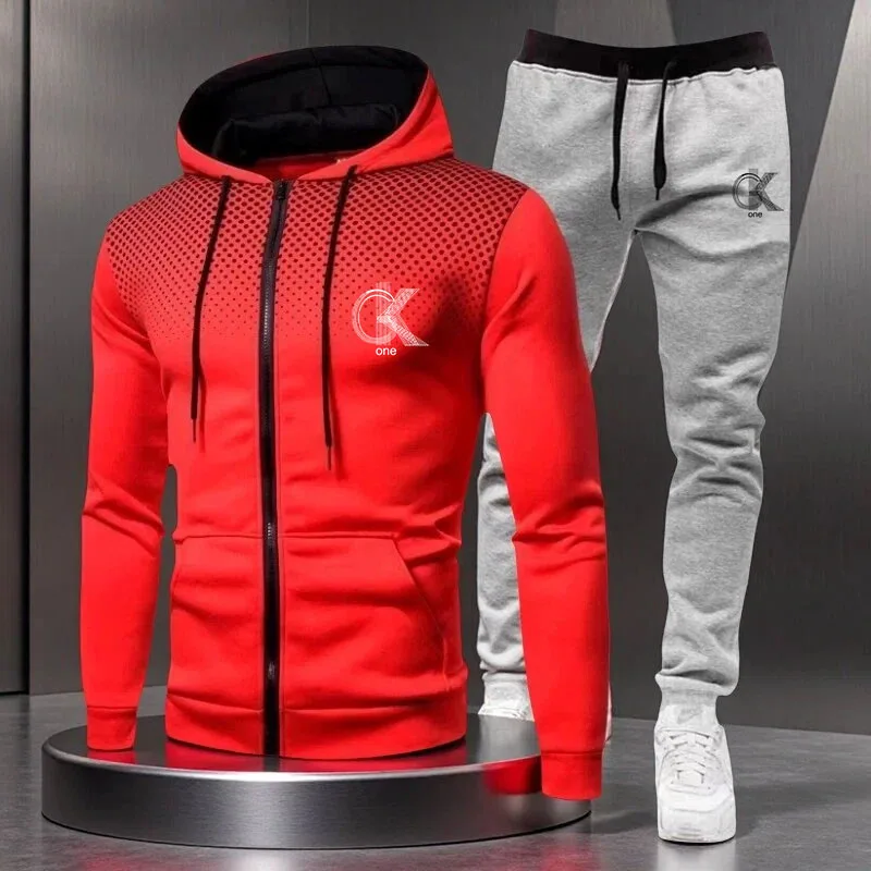 Men's Set Hoodies and Sweatpants Outdoor Casual Wear Fleece Sports Jogging Pullover Suit Male Gym Designer Clothes Men Tracksuit view 4