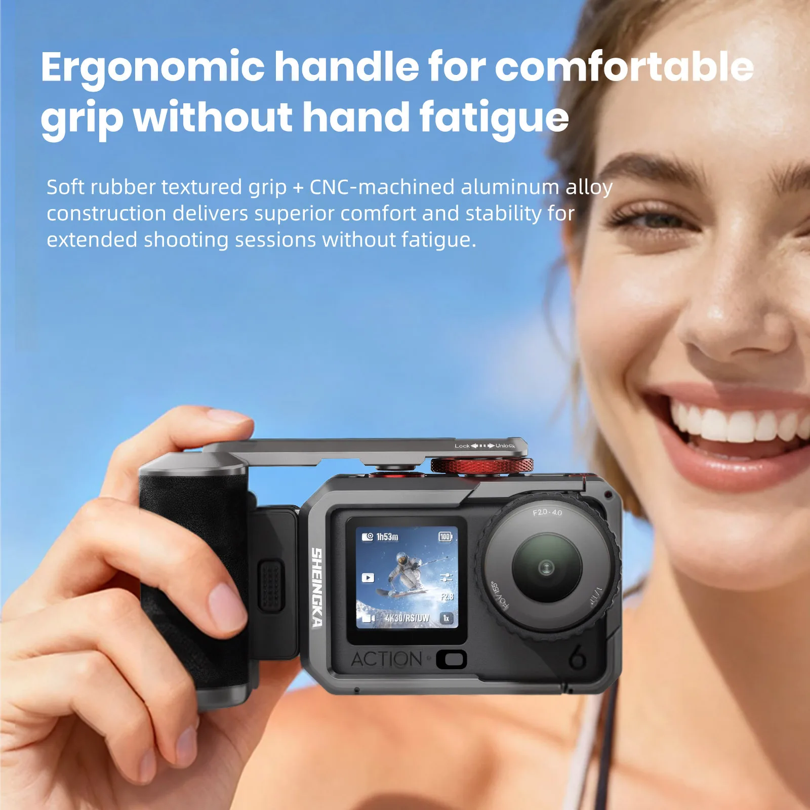 شارع قبضة مدونة فيديو حامل كومبو كاميرا قبضة حامل ل DJI Osmo Action6 المغناطيسي الإفراج السريع قفص أرنب ملحقات الكاميرا