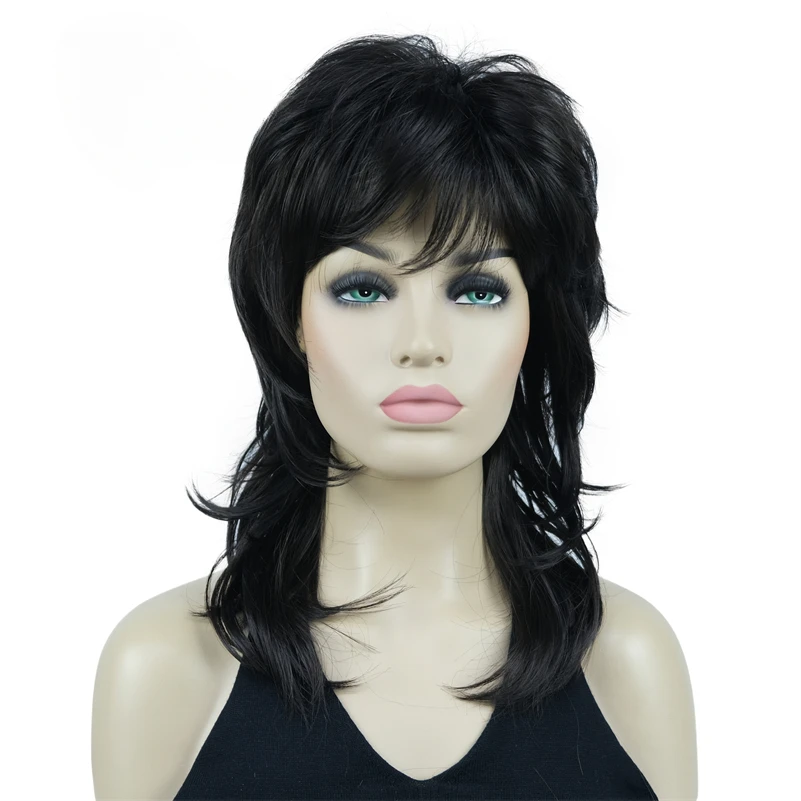 

Synthetic Wig Long Soft Fluffy Shag Black Highlighted Heat Resistant Hair Wigs