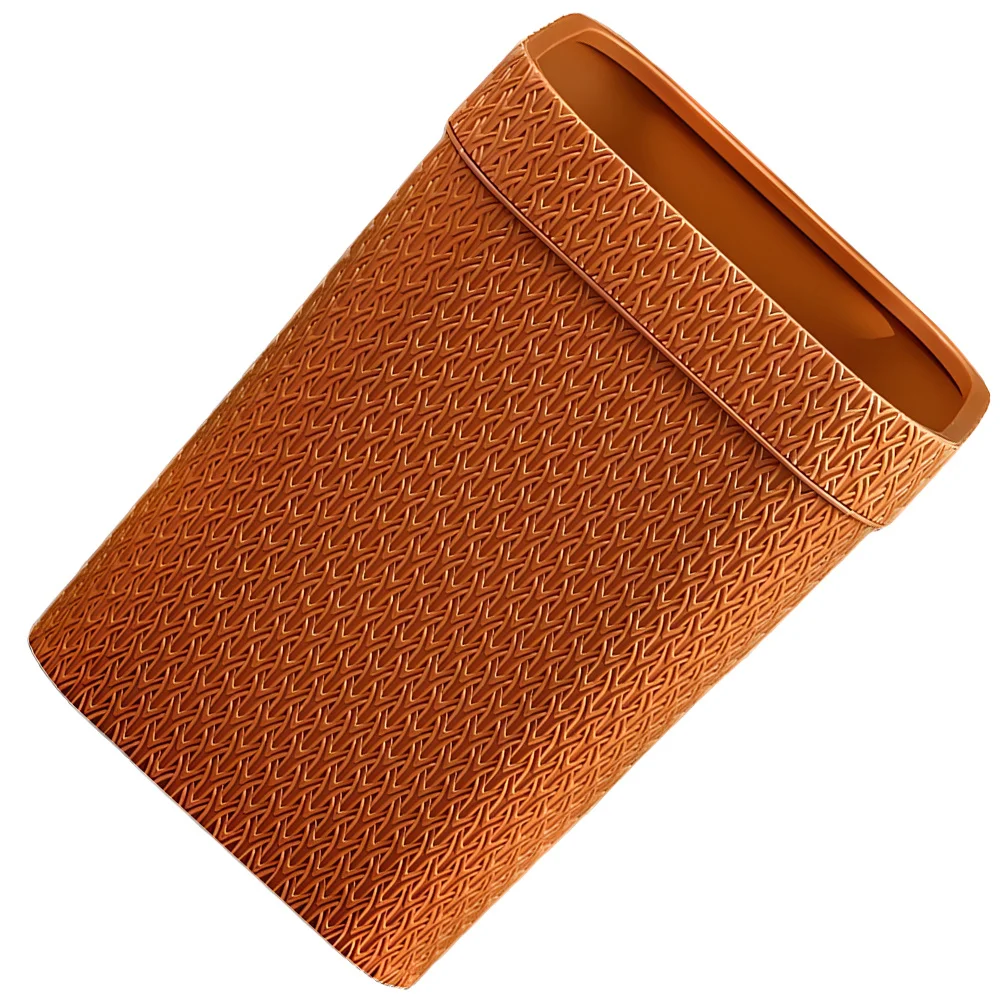 

Imitation Rattan Woven Trash Can Decorative Lidless Waste Container for Home Office Kitchen Room Farmhouse Waste Can