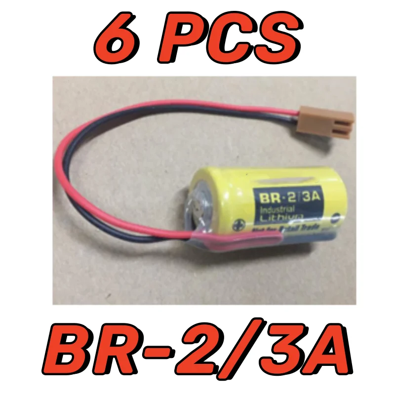 6PCS New Version Fresh Date Original PLC Battery BR-2/3A 17335 3V 1200mAh Lithium Battery With FANAC Brown Connector