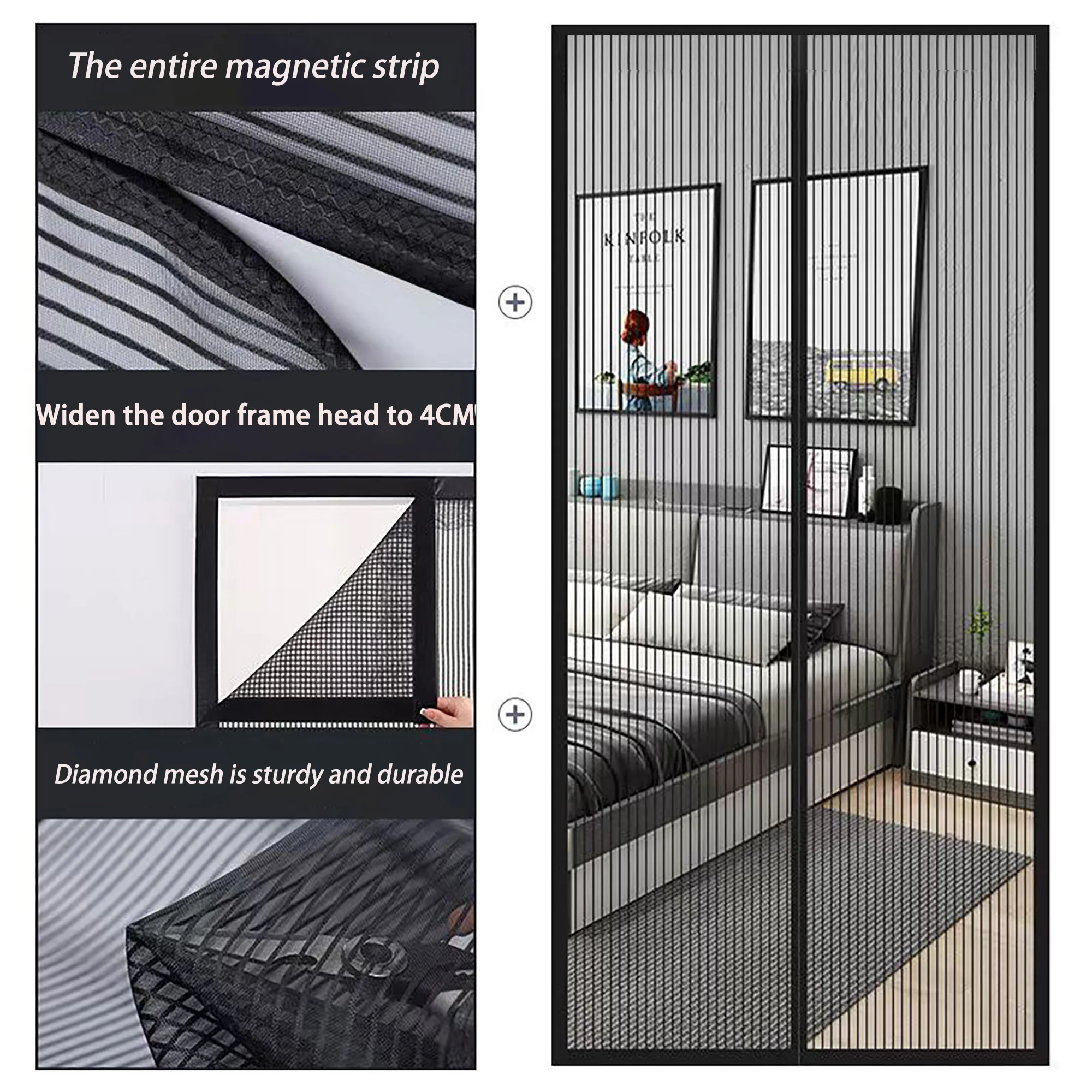 

Fully magnetic door screen mosquito net, customized size, summer insect proof mesh, automatic closing suitable for various doors