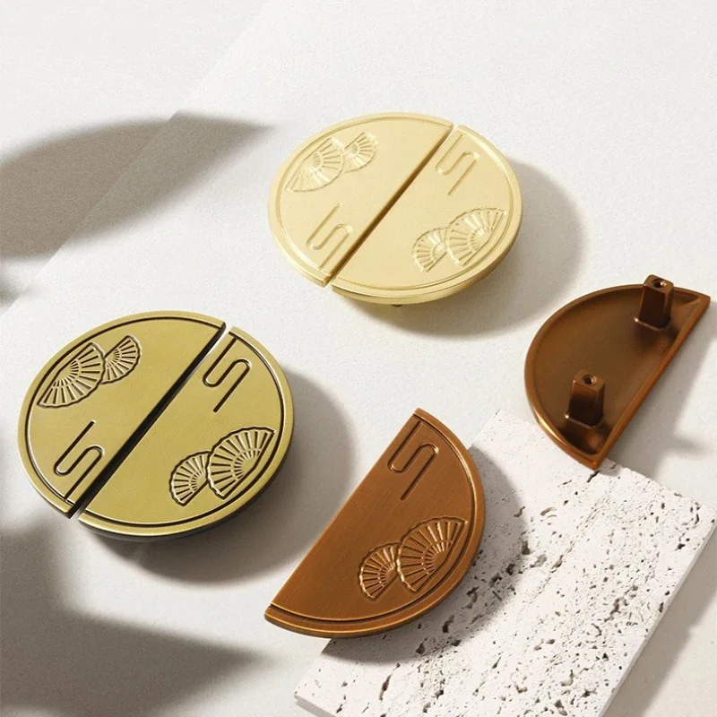 

Новые полукруглые мебельные ручки в китайском стиле, ручки с рисунком веера для шкафов и ящиков, шкаф, комод, шкафы для обуви, ручки