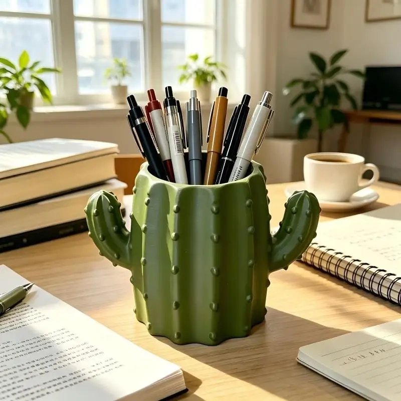 1 Piece Cute Cactus Pen Holder Multifunctional Desktop Organizer Creative Pencil Container For Student School Office Stationery